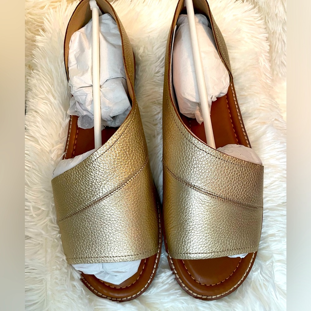 Leather gold sandal booties